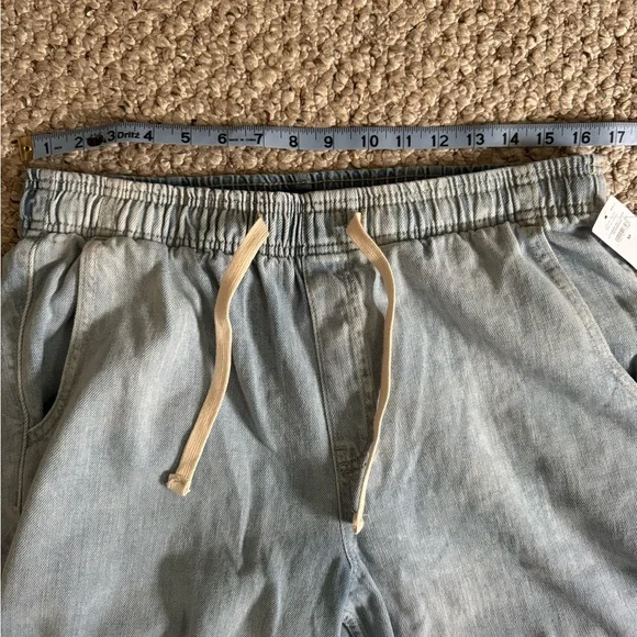 GAP Denim NWT Women's Light Blue high rise Wide Leg Pull on draw string SZ M - Picture 6 of 7